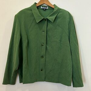 LESLIE FAY Womens Jacket Green Faux Suede Size 2X